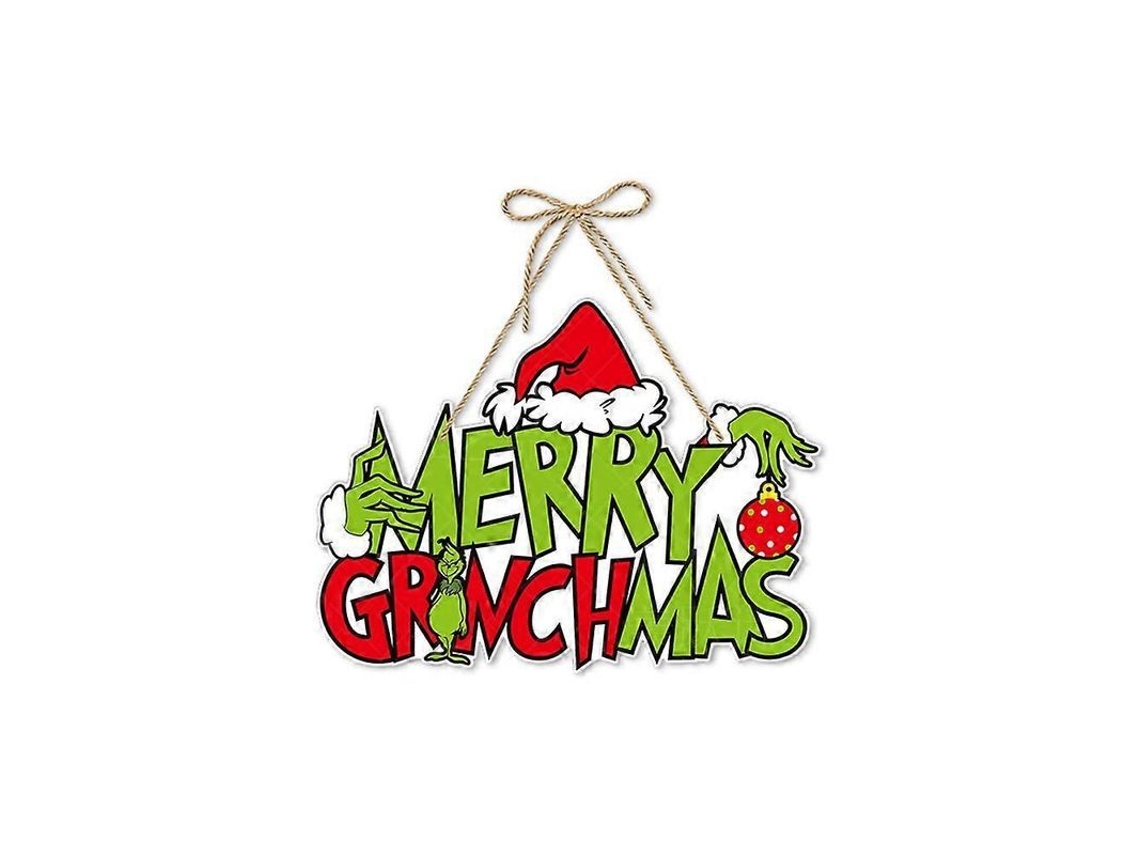 Letrero Navideño Con El Grinch Para Decoración De Interiores, Puerta, Adorno Navideño Colgante Festivo