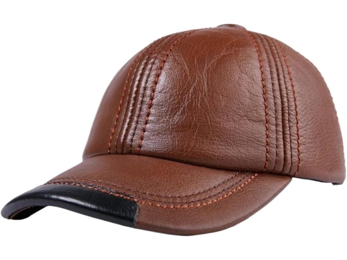 Gorra De Béisbol De Cuero Genuino Para Hombre, Color Negro, Ajustable, Ideal Para Otoño E Invierno.