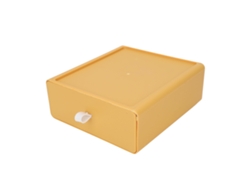 Caja De Almacenamiento Apilable Con Cajón Para Escritorio Y Cosméticos, Amarilla, De Gran Capacidad, Fabricada En Material Pp.