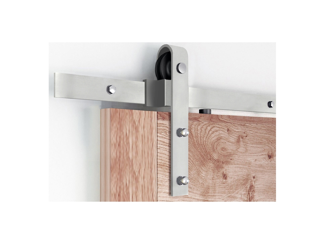 Sistema para Puerta Corredera en Acero con Carriles Modelo Recto Completo 200 Cm El Kit WOVAR