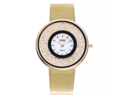 Relógio De Pulso Feminino Zhoulianfa Com Pulseira De Malha De Aço E Strass Simples Quarz