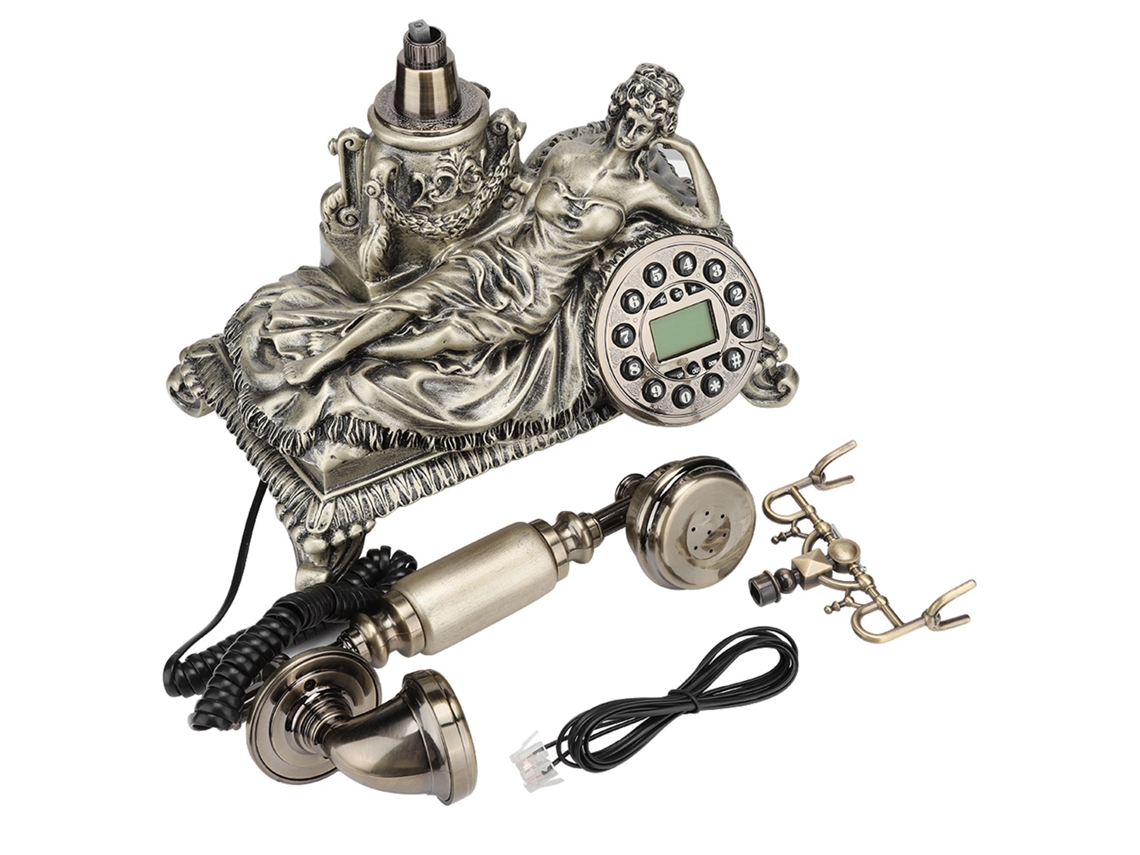 Teléfono antiguo estilo europeo con identificador de llamadas decorativo