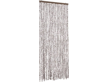 vidaXL Cortina mosquitera de chenilla gris taupe y blanca 56x185 cm