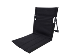 Silla de camping plegable ultraligera (negra), ideal para actividades al aire libre, con bolsa de almacenamiento.