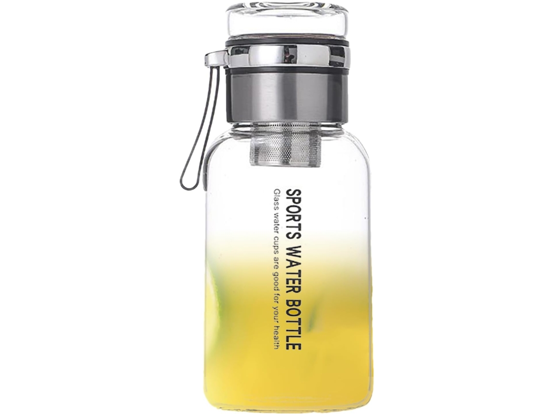 Botella de agua deportiva de vidrio Slowmoose con infusor de té, gran capacidad.
