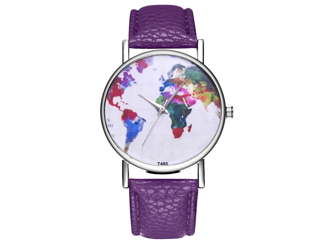 Reloj Analógico De Cuarzo Con Correa De Cuero Pu Para Hombre Deportivo (morado)