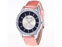 Reloj De Cuarzo Con Correa De Cuero, Estilo Sencillo Y Moderno Para Estudiantes (rosa)