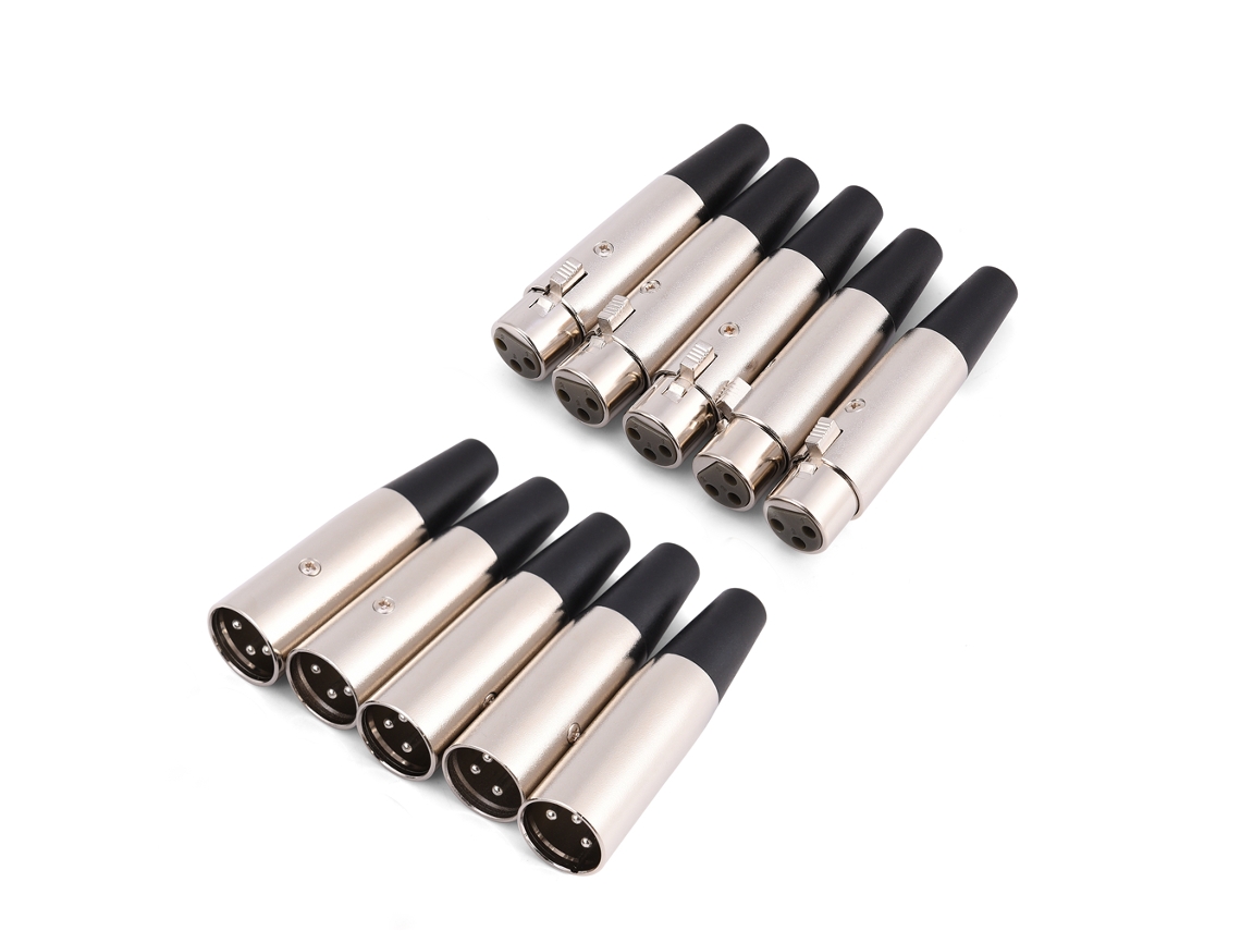 5 Pares De Conectores De Audio Xlr De 3 Pines Para Micrófono, Conector Macho Y Conector Hembra