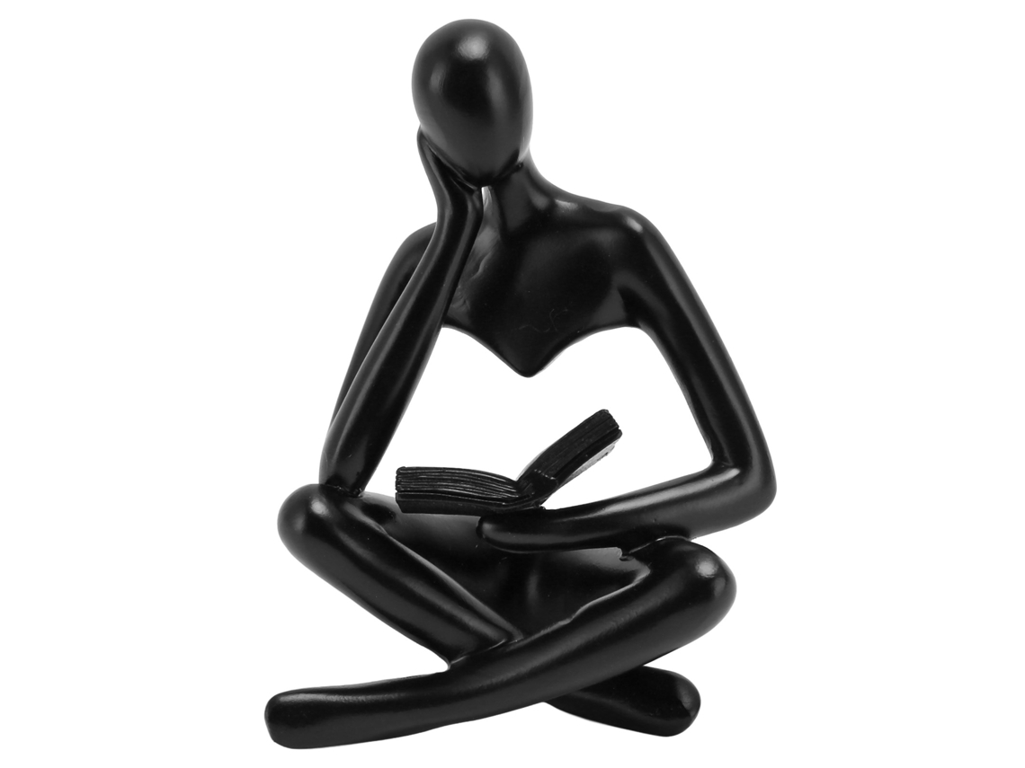 Figura Decorativa Abstracta De Resina Del Pensador Sentado Para Sala De Estar/mesa - Negra
