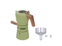Cafetera moka de aleación de aluminio de 120 ml, 2 tazas, doble válvula, color verde, ideal para el hogar o la cafetería.