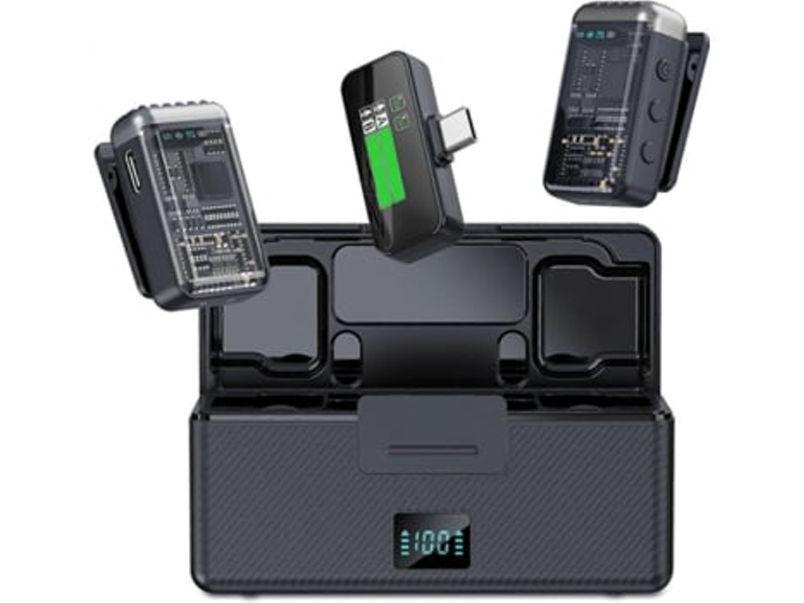 Micrófono de solapa inalámbrico para iPhone Micrófono de solapa Bluetooth tipo C Panoona