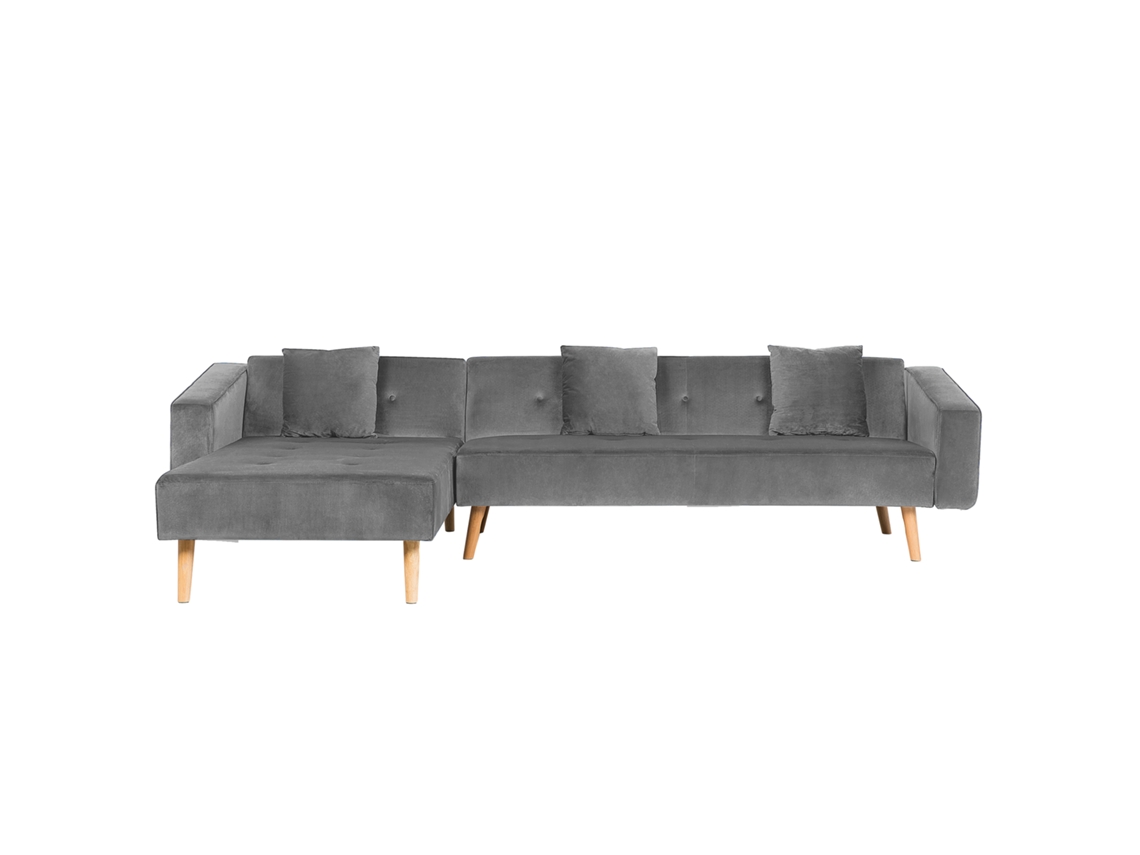 Sofá esquinero BELIANI Vadso de Terciopelo Gris 303x98x72