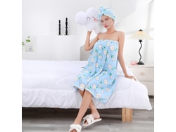 Conjunto: Albornoz Estampado + Secador De Pelo, Toalla De Forro Polar Coral Para Después Del Baño.