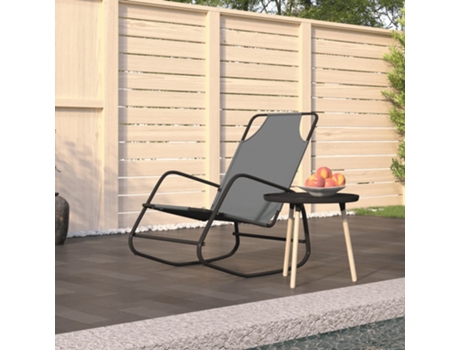 MAISON EXCLUSIVE Tumbona mecedora de acero y textilene gris
