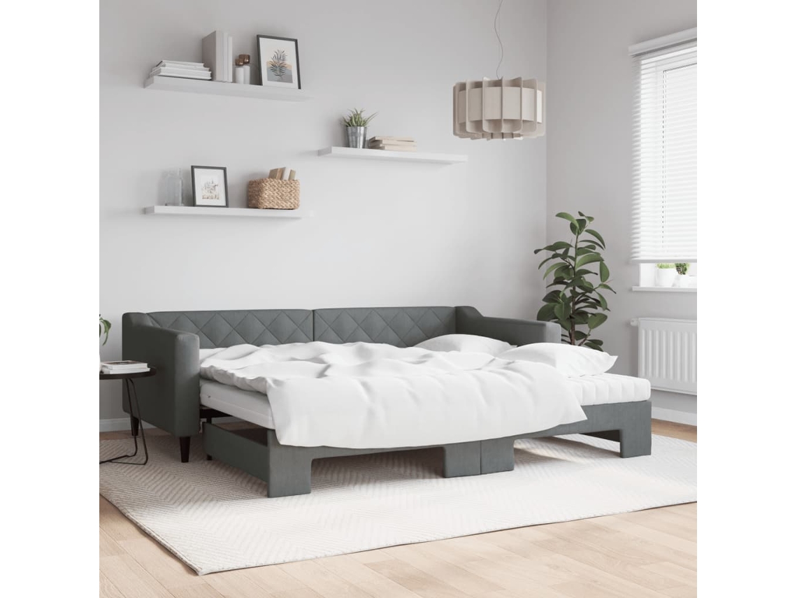 Sofá Cama Nido Con Colchón Tela Gris Oscuro 90x200 Cm