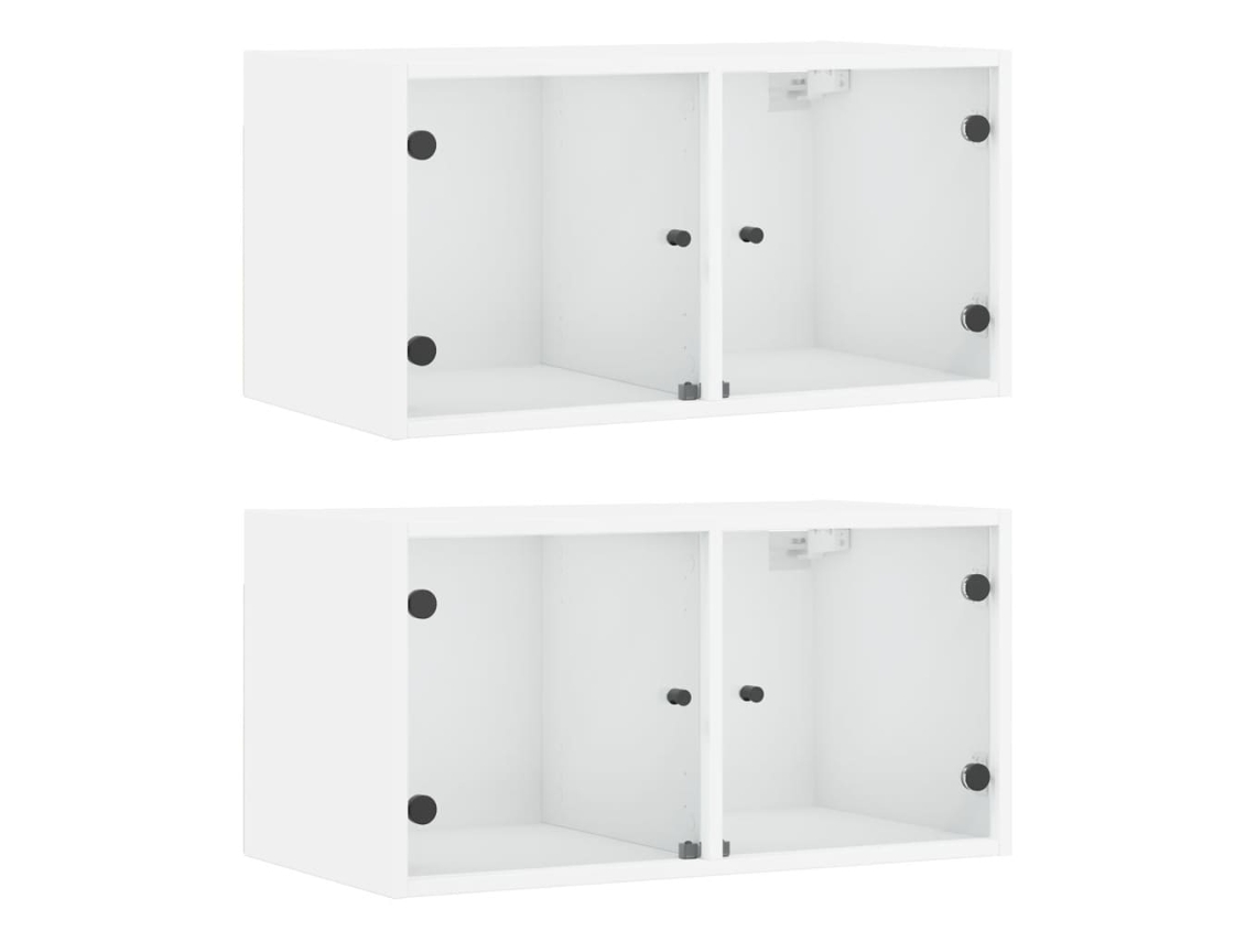 Maison Exclusive - Mueble Pared Con Puertas De Vidrio 2 Uds Blanco 68,5x37x35 Cm