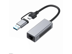 Adaptador Ethernet USB 3.1 de 2,5 Gbps, 2 en 1, USB A/USB C a Ethernet de 2,5 Gbps, convertidor de red USB 3.1 a RJ45 para PC y portátil, Wind Chennnls