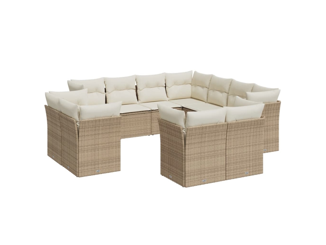 Maison Exclusive - Set De Sofás De Jardín 11pzas Con Cojines Ratán Sintético Beige