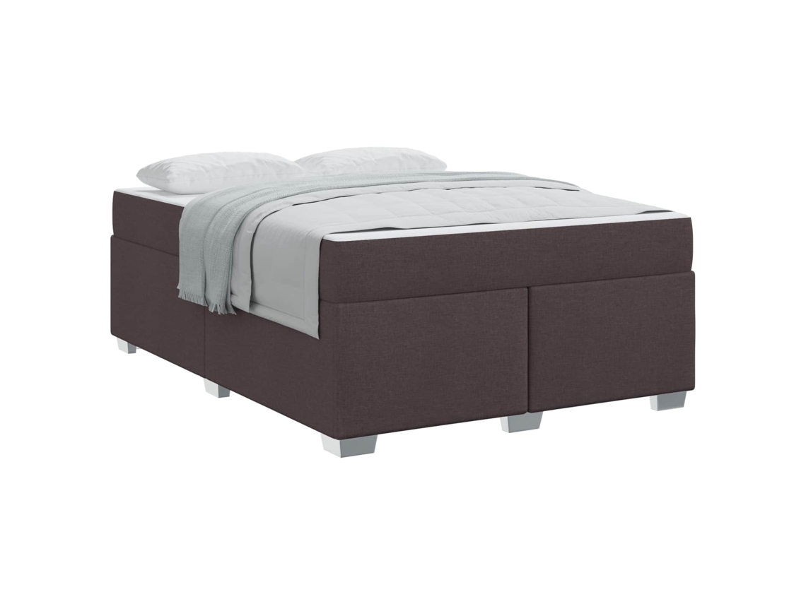 Maison Exclusive - Estructura De Cama Con Colchón Marrón Oscuro 140 X 200 Cm Tela