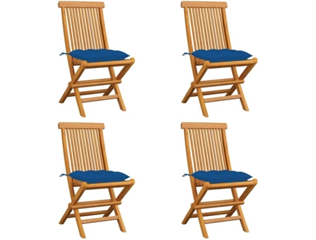 Conjunto 4 Silla de exterior VIDAXL Azul Teca (47x60x89 cm)
