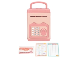 -caja Piggy Bank Electrónica Con Huella Digital Y Contraseña Para Niños Atm Interactivo Con Música Rosa