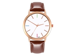 Reloj De Pulsera Sencillo De Moda Para Mujer Zhoulianfa, De Cuero Sintético, Estilo Casual, Cuarzo, Color Café Oscuro.