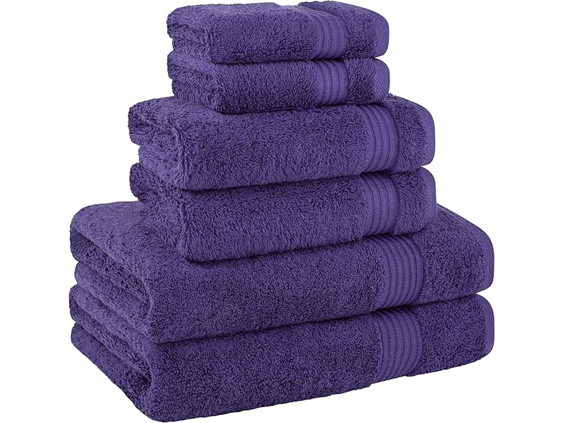 Juego De 6 Toallas De Algodón, Suaves, Absorbentes Y De Secado Rápido, 100% Algodón Morado. Siurn