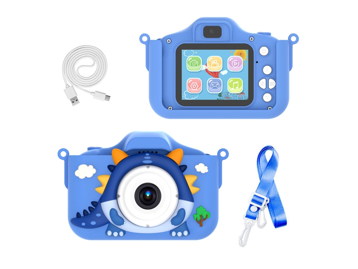 Cámara infantil Digitallab Dinosaur de 48 MP con doble cámara y grabación de vídeo HD de 1080p, color azul