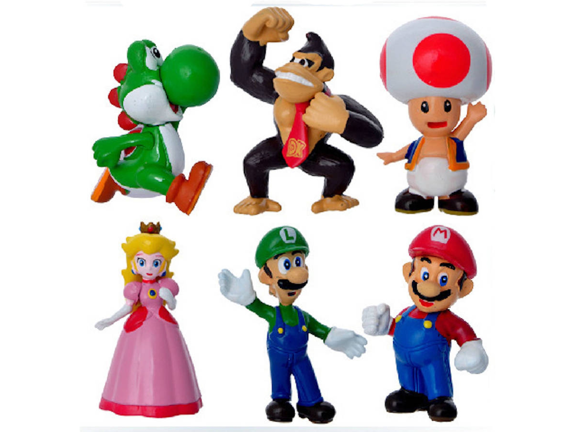 6 Figuras EASTVAPS Super Mario Luigi Yoshi's Princess Peach Donkey Kong