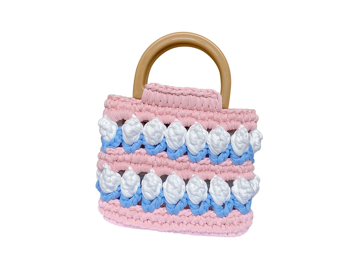Kit de bricolaje: Bolso de punto floral colorido para amigos y familiares.