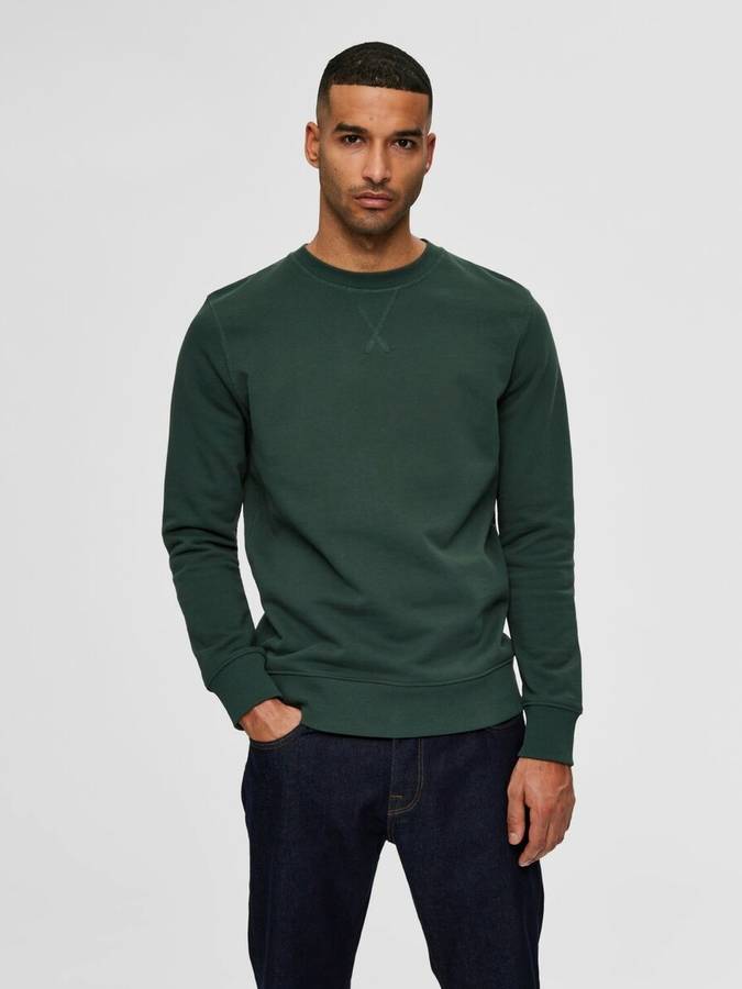 Sudadera Selected Punto hombre verde para