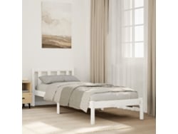 Cama Extralarga Sin Colchón Madera Maciza Pino Blanca 90x220 Cm