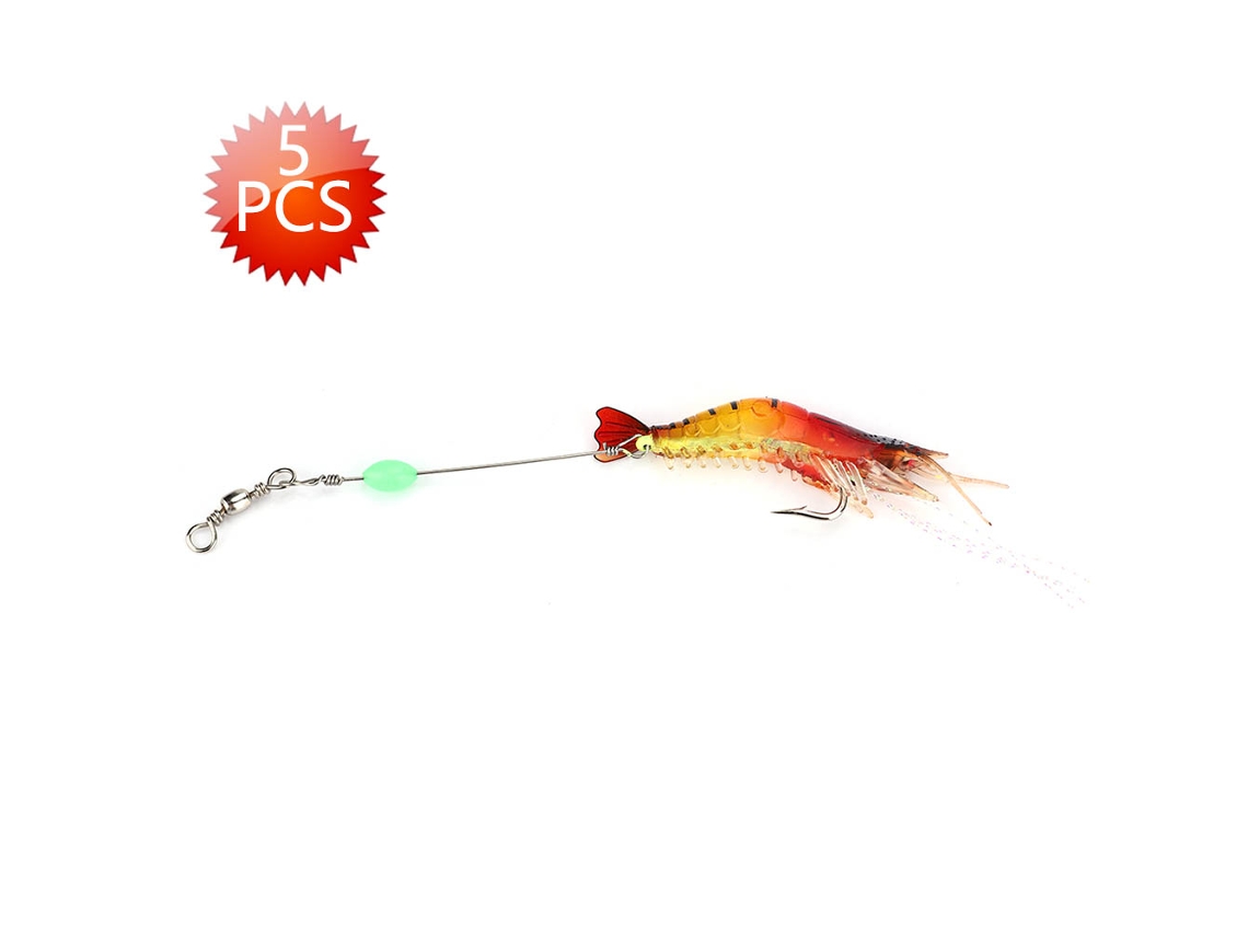Señuelo De Pesca De Camarón Suave Realista Cebo Artificial Con Gancho Rojo Rojo