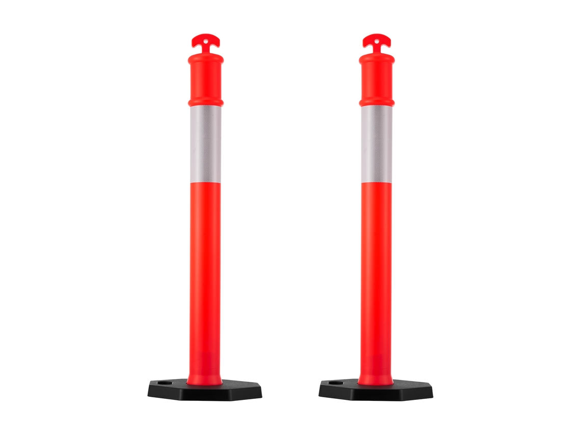 Postes de tráfico Succebuy (2 unidades, base de 1140 mm, con peso y banda reflectante, color rojo)