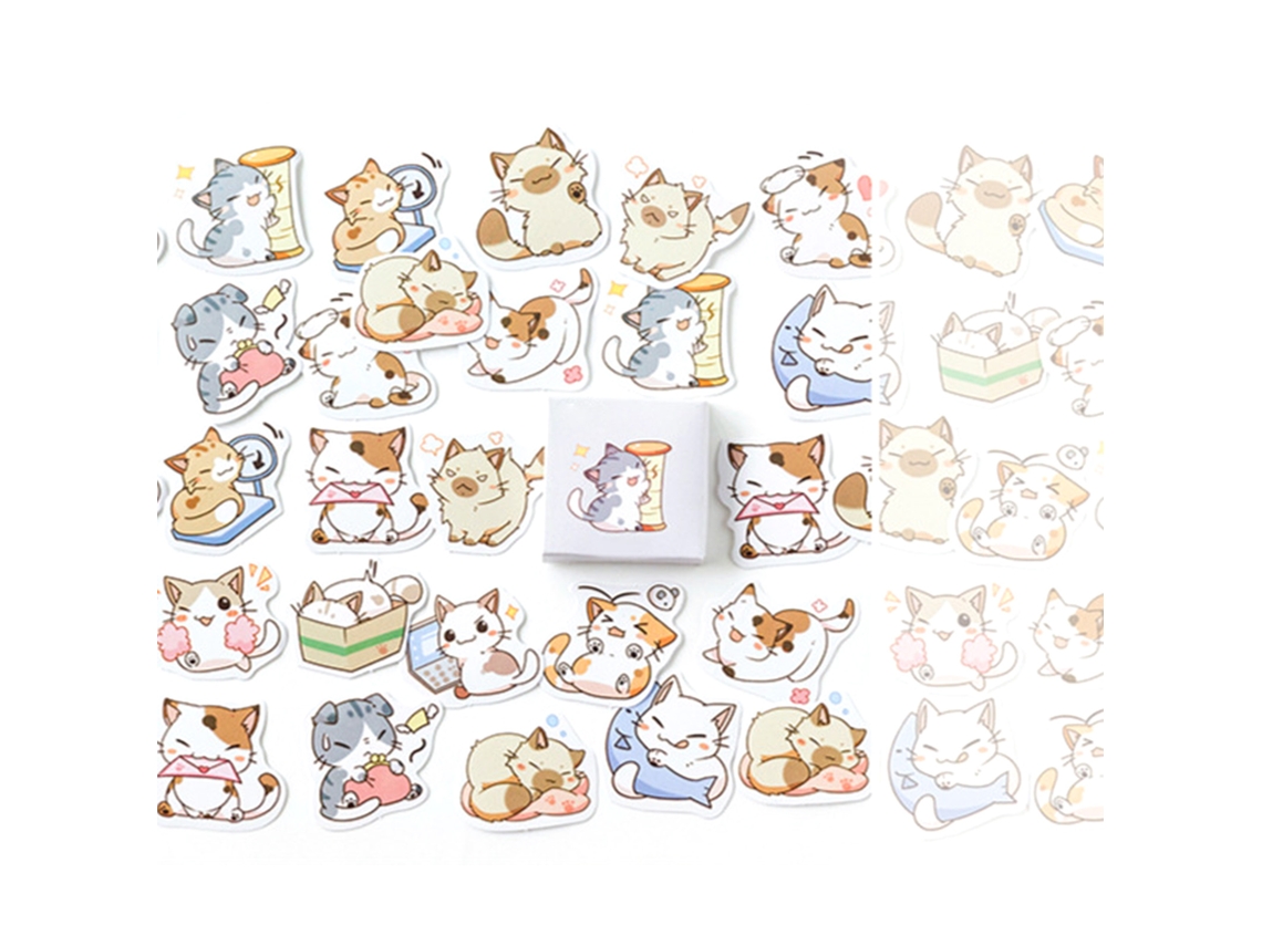 45 Pegatinas De Gatitos Bonitos Con Adhesivo Fuerte Para Scrapbooking Y Manualidades Diy