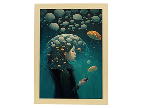 NACNIC Poster Medusa En Estilo Surrealismo Cinematográfico Ilustraciones Y Grabados De Historieta Abstracta Y Artística A3 Marcos Madera