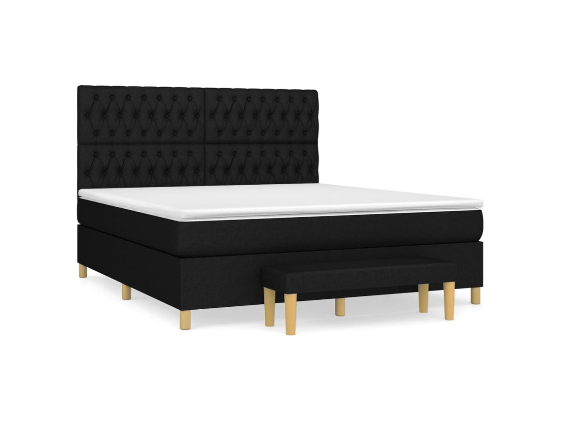 Maison Exclusive - Cama Box Spring Con Colchón Tela Negro 180x200 Cm