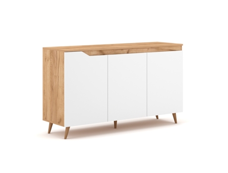 Aparador para fregadero de 3 puertas de madera y blanco PETITS-MEUBLES