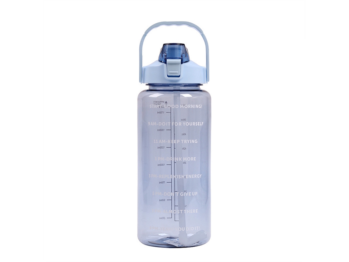 (azul) Botella De Agua Deportiva De 2l Con Tapa Y Vaso, Apta Para Microondas