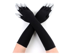 Par de Guantes negros con Uñas plateadas adulto