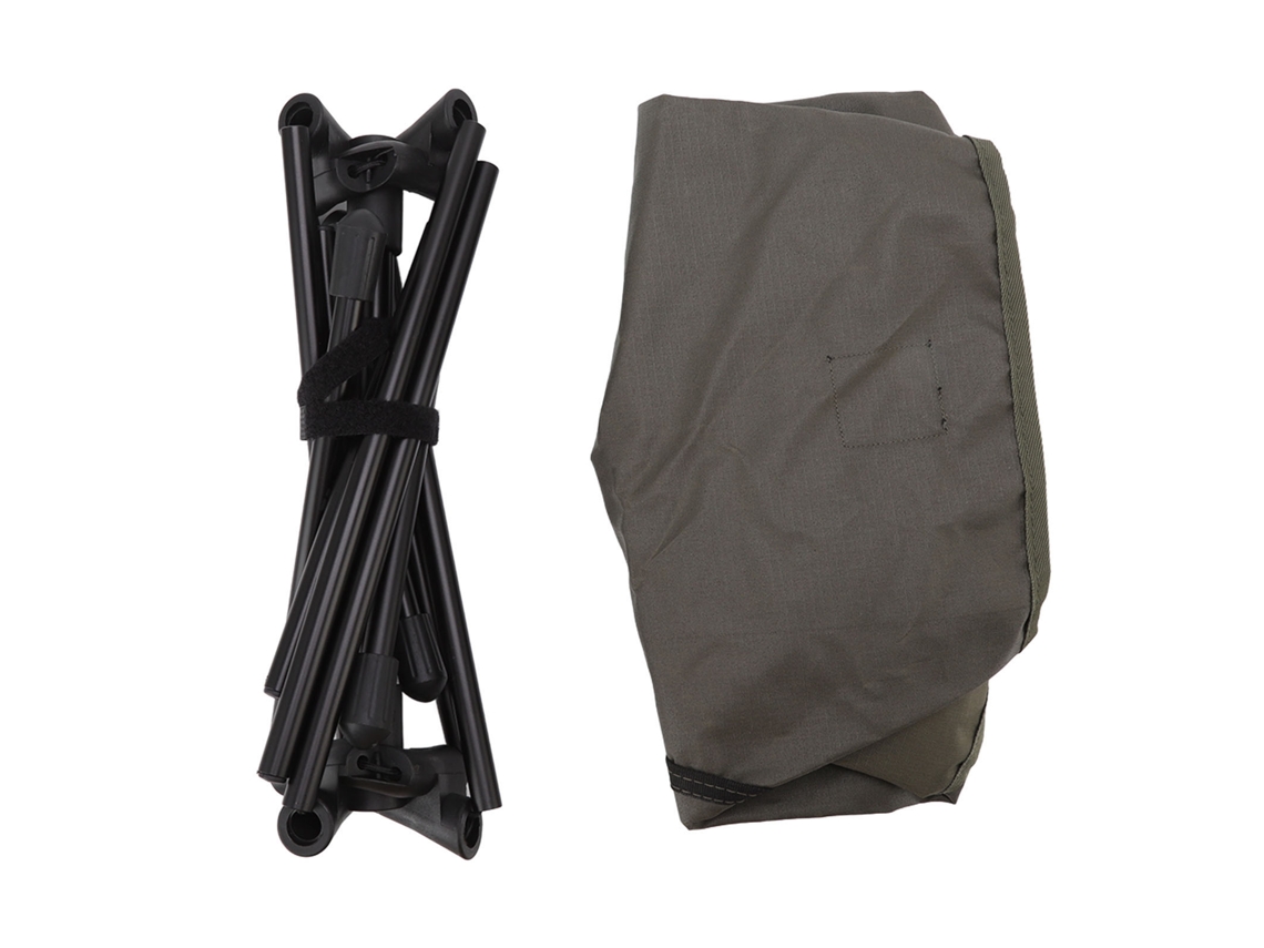 Silla de camping ligera de respaldo bajo para exteriores, fabricada en aleación de aluminio y tela Oxford, ideal para playa y pesca, en color verde.