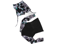 Traje De Baño De Dos Piezas Para Mujer Con Mangas Largas Y Control Abdominal, Braguita De Talle Alto Con Estampado Floral.