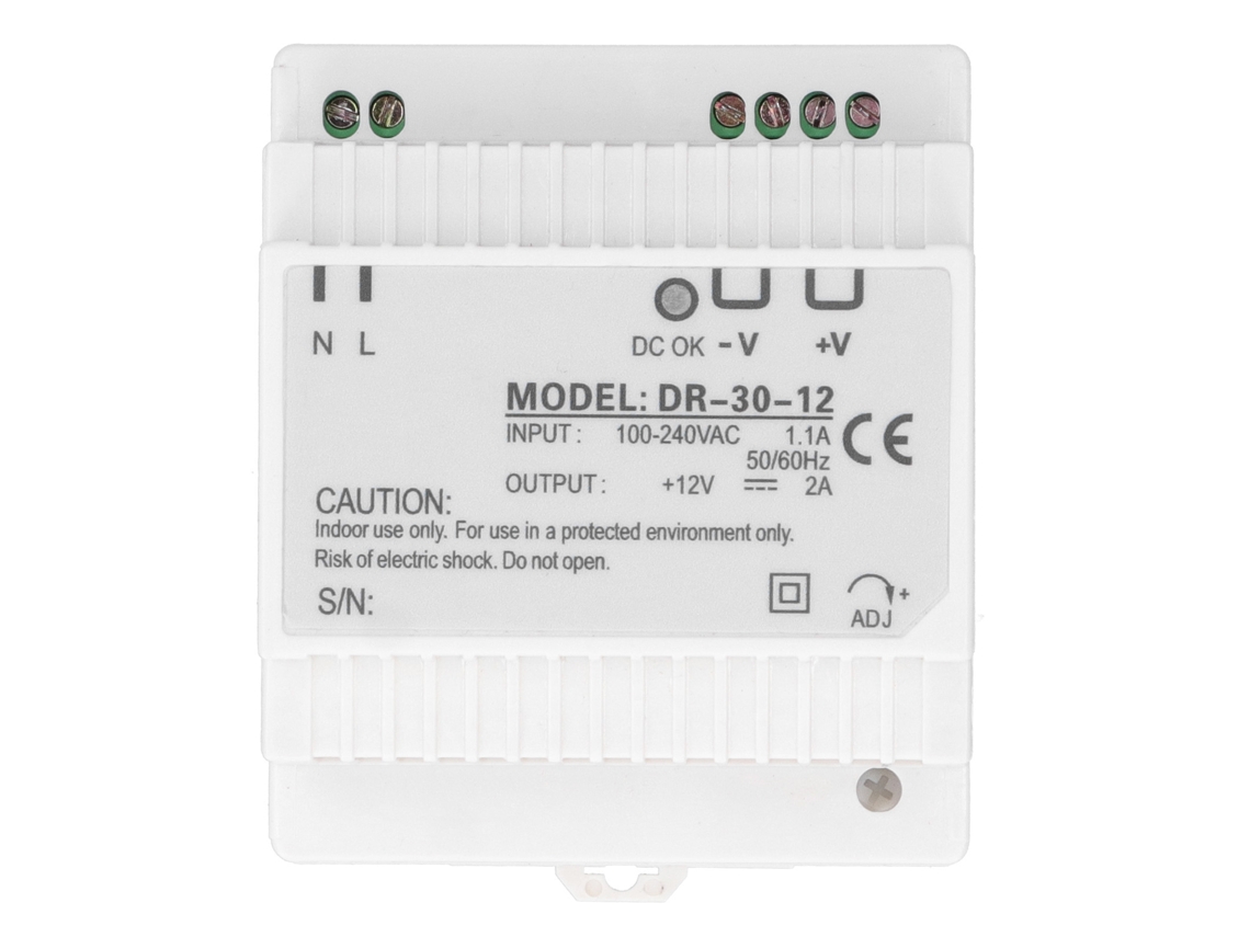Fuente De Alimentación Conmutada Berm Dr3012 De 12 V 2 A 100-240 V Ca Para Montaje En Riel Din Con Protección