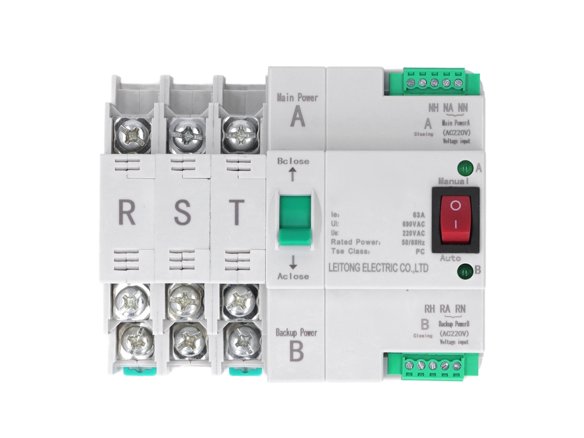 Yncm2026-switch De Transferencia Automática Dual 3p Controlador Ac400v 63a Para Fábrica Granja Montaje En Rail