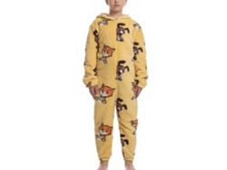 Pijama Enterizo Con Capucha Para Niños Con Estampado De Animales, Talla 140.
