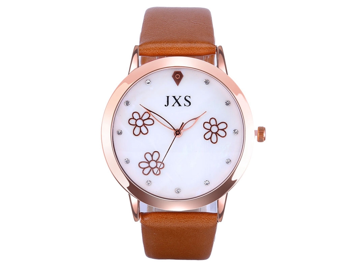 Reloj De Pulsera Informal Para Mujer Con Estampado Floral Y Correa De Piel Sintética, De Cuarzo Gris.