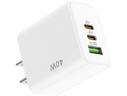 Base De Carga Rápida Compacta Usb C Gan De 40 W Con 2 Puertos Tipo A + Puerto A
