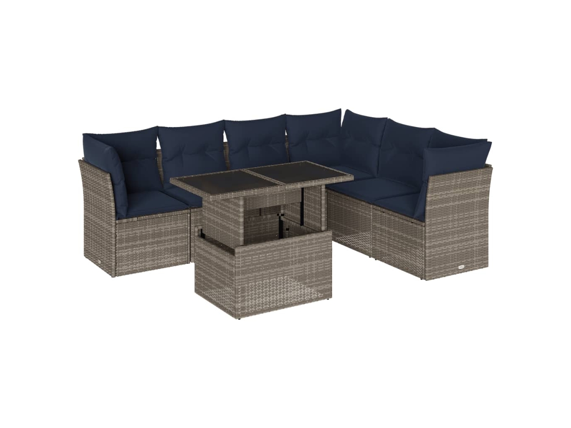 Maison Exclusive - Conjunto De Sofá De Jardín De 7 Piezas Con Cojines, Poliratán Gris