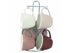 Juego De Tazas De Café Dkd Home Decor Beige Marrón Porcelana Bone China (210 Ml)