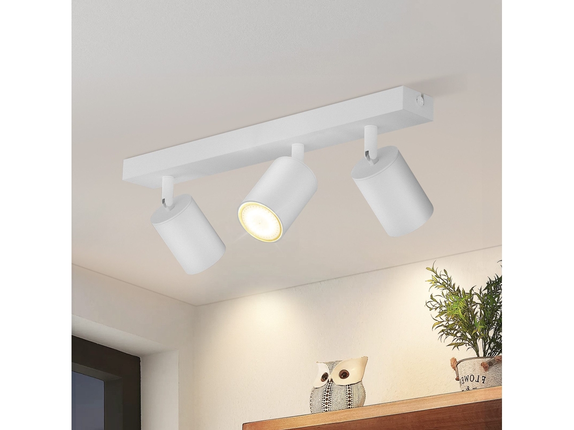 Zmh Lámpara De Techo De Estilo Industrial Gu10 Blanca, 3 Focos, Máx. 25 W, Giratoria 350°, Ideal Para Salón, Dormitorio Y Cocina.